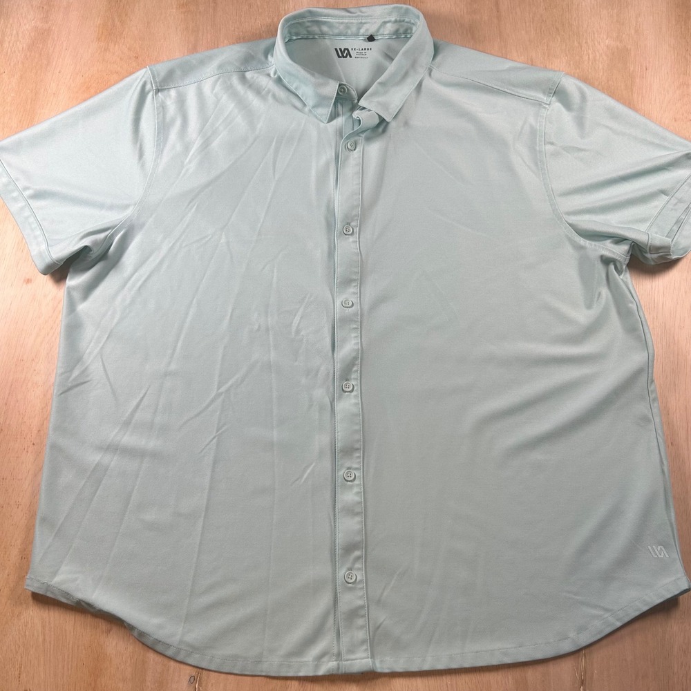 VRST Mens Short Sleeve Button Down Shirt Mint Green Stretch Performance XXL